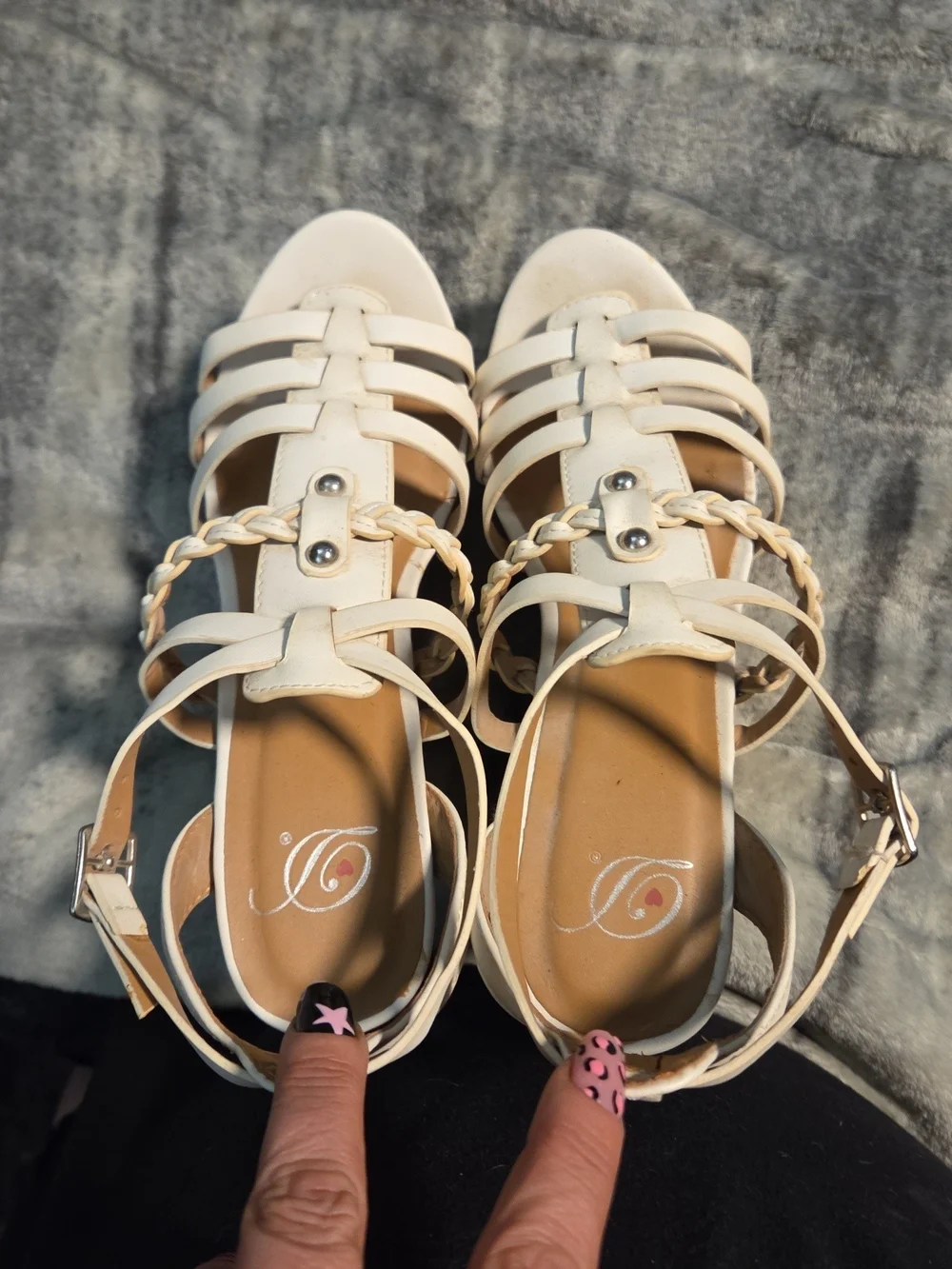 Delicious Cream Braided Strappy Cork Wedge Sandals
